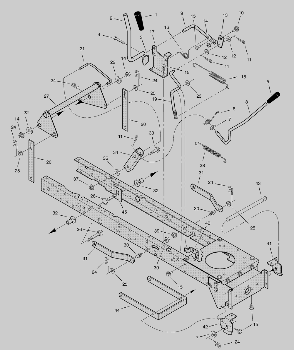 Mower Housing Suspension Diagram and Parts List for 425001X8E 2005 Briggs and Stratton Lawn Tractor